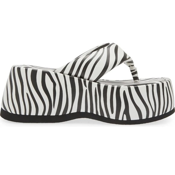 Jeffrey Campbell Crybaby Platform Thong SANDALS Size 5.5 Zebra Print NEW $125 - Picture 4 of 16